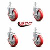 Service Caster Assure Parts 190PUBPRC4P Replacement Caster Set with Brakes, 4PK ASS-SCC-SQ20S514-PPUB-RED-TLB-34-4